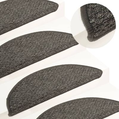 vidaXL Kobercové nášľapy na schody 15 ks antracitové 56x17x3 cm