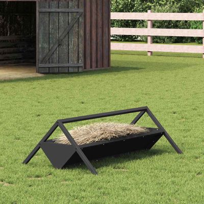 vidaXL Žľab na krmivo pre hospodárske zvieratá Čierna 111 x 76 x 38 cm