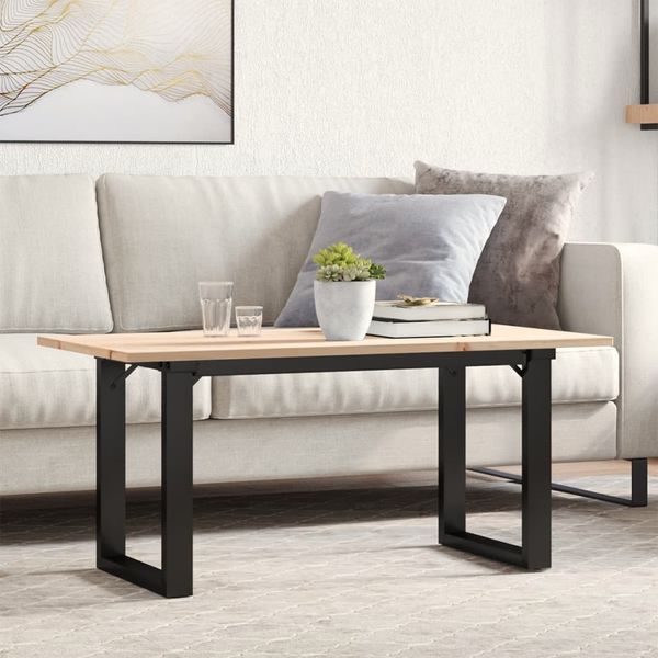 vidaXL Konferenčný stolík v tvare O 90x40x45 cm borovica a oceľ