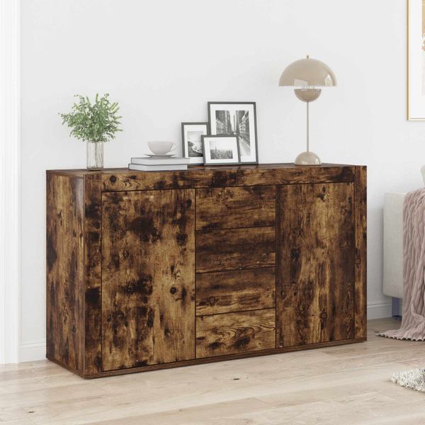 vidaXL Servírovacia skriňa so zásuvkou Dymová dub 120 x 36 x 69 cm