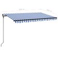 vidaXL Ručne zaťahovacia markíza s LED 450x300 cm modrá a biela