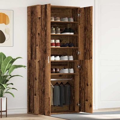 vidaXL Skriňa na topánky Staré drevo 80 x 39 x 178 cm Kompozitné drevo