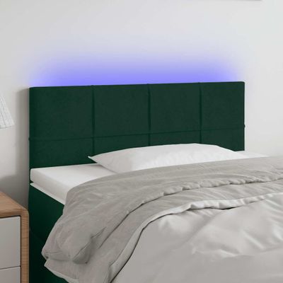 vidaXL Čelo postele s LED tmavozelené 90x5x78/88 cm zamat