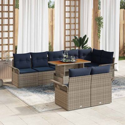 vidaXL Súprava záhradných pohoviek s úložiskom 9 pcs Sivá Poly ratan