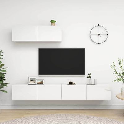 vidaXL TV skrinky 3 ks, lesklá biela, kompozitné drevo