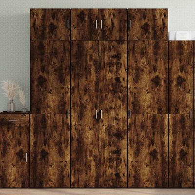 vidaXL Vysoká skrinka dymový dub 70x42,5x185 cm kompozitné drevo
