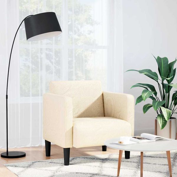vidaXL Rozkladacia stolička s podrúčkami krémová 54 cm