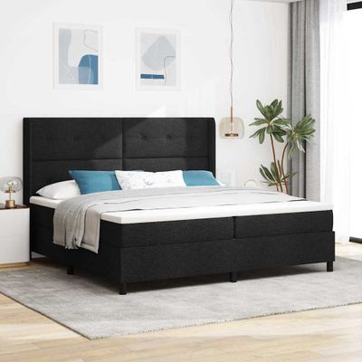 vidaXL LED box s pružinami s čelnou doskou Čierna 200 x 200 cm látka