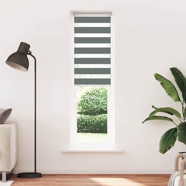 vidaXL Zebra roleta tmavošedá 65x200 cm šírka látky 60,9 cm polyester