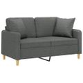 vidaXL 2-miestna pohovka s vankúšmi tmavosivá 120 cm látka