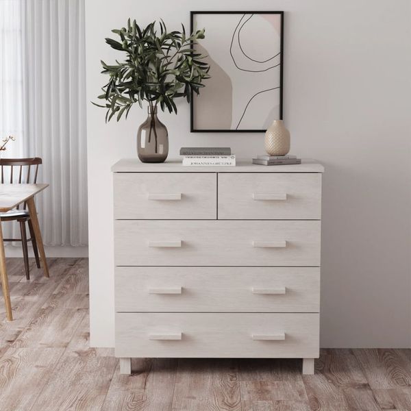 vidaXL Komoda HAMAR, biela 79x40x80 cm, borovicový masív