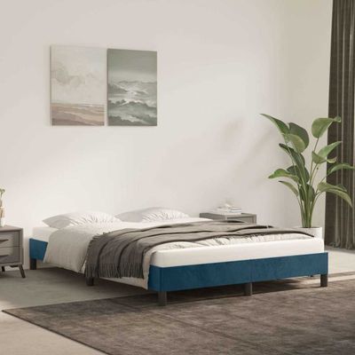 vidaXL Posteľ bez matraca tmavomodrý 140x200 cm zamat