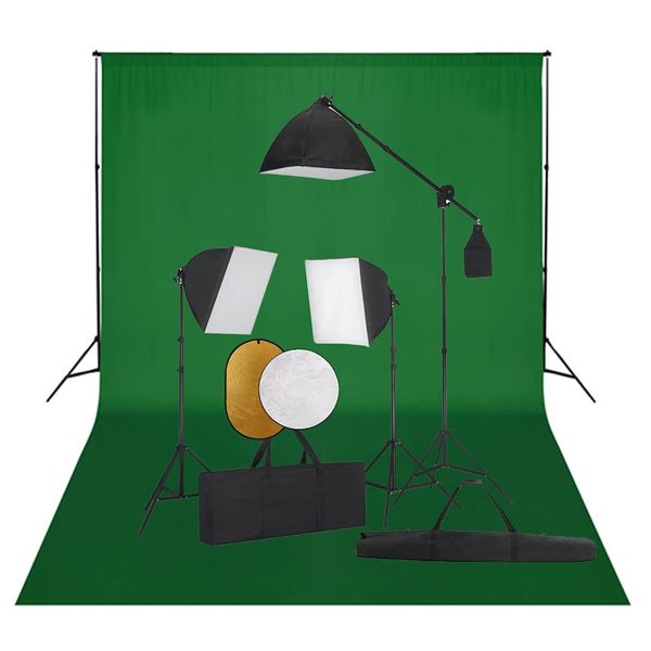 vidaXL Fotografické vybavenie so softboxami, pozadím a reflektorom