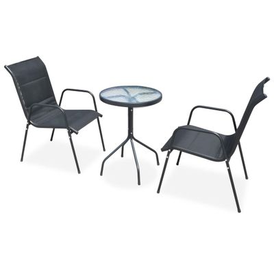 vidaXL 3-dielna bistro súprava oceľová čierna
