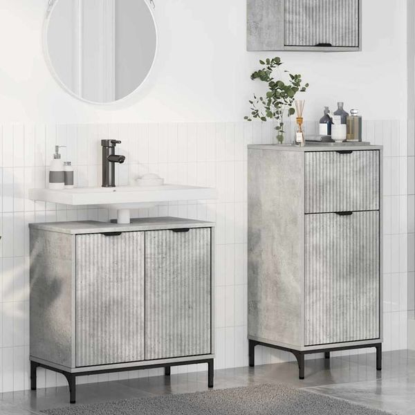 vidaXL Sada kúpeľňového nábytku so zásuvkou 2 pcs Betónová šedá