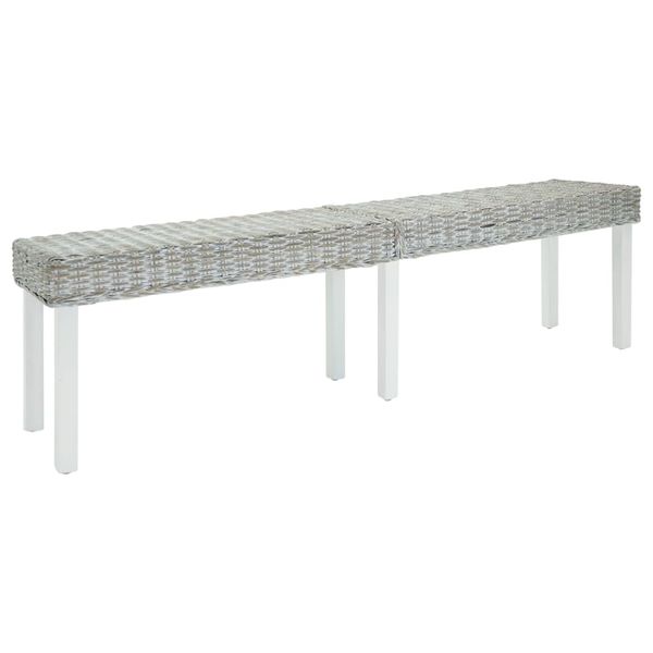 vidaXL Lavica biela 160x35x45 cm prírodný kubu ratan a masívne drevo mahagón