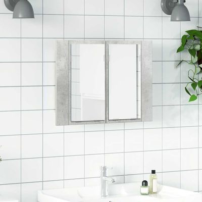 vidaXL LED kúpeľňová zrkadlová skrinka betónová sivá 60x12x45 cm akryl