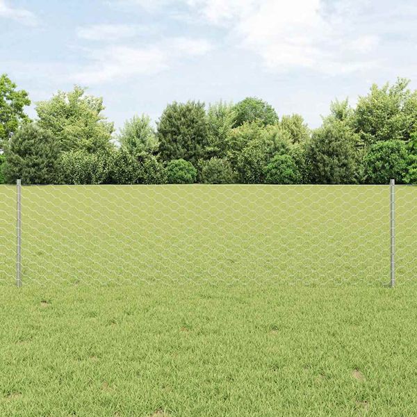 vidaXL Hexagonálny plot s stĺpom 100 x 0,6 m Pozinkovaná oceľ