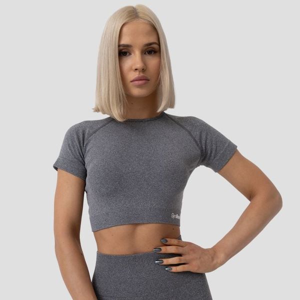 Dámske tričko FLO Crop-Top Grey - GymBeam, veľkosť L, veľkosť oblečenia L