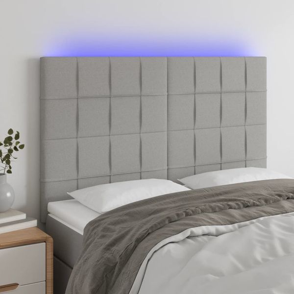 vidaXL Čelo postele s LED bledosivé 147x16x118/128 cm látka