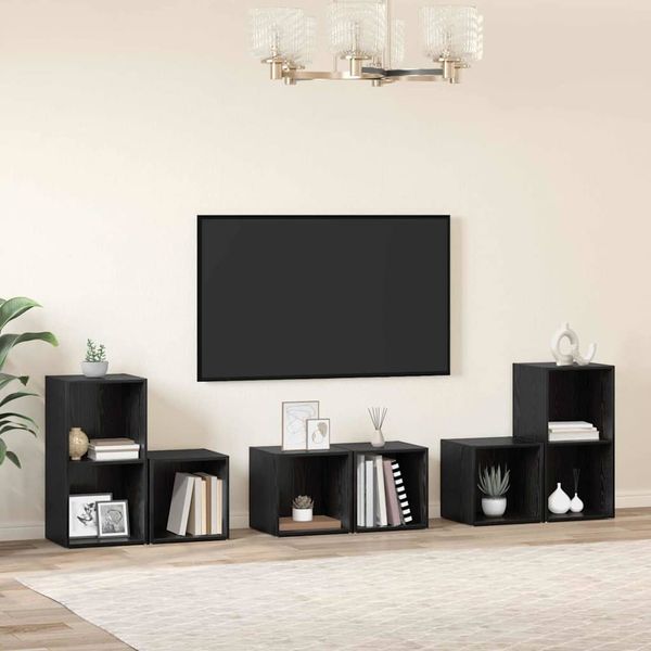 vidaXL Zostava TV skriniek Nástenný 6 pcs Čierny dub Kompozitné drevo