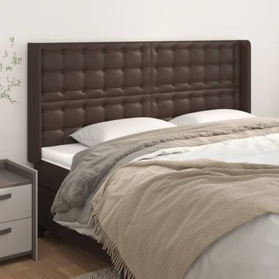 vidaXL Čelo postele so záhybmi hnedé 163x16x118/128 cm umelá koža