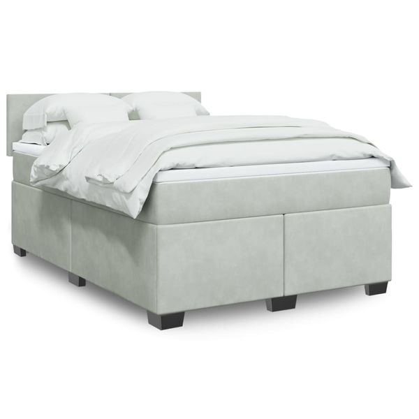 vidaXL Posteľný rám boxsping s matracom bledosivý 140x190 cm zamat