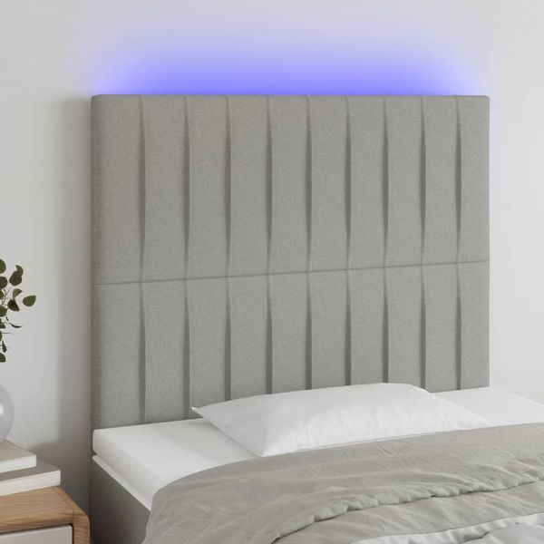 vidaXL Čelo postele s LED bledosivé 90x5x118/128 cm látka