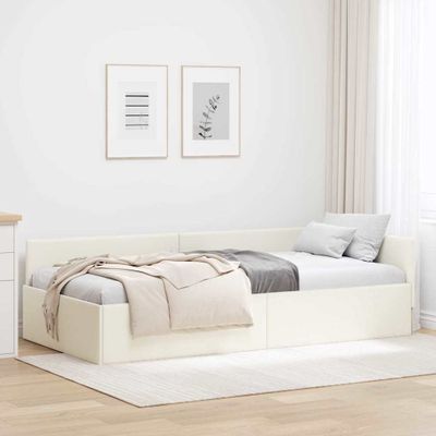 vidaXL Rohový rám postele Krémová 100 cm x 200 cm Zamat