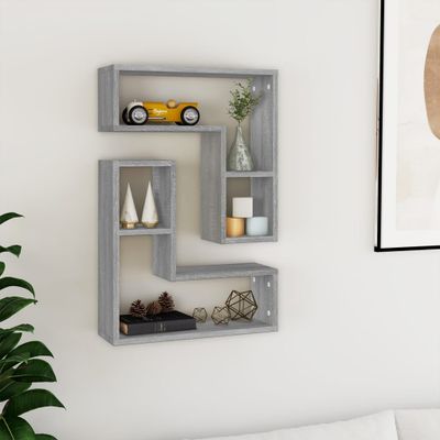 vidaXL Nástenné police 2 ks sivé sonoma 50x15x50 cm spracované drevo