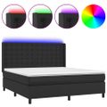 vidaXL Boxspring posteľ s matracom a LED čierna 160x200 cm umelá koža