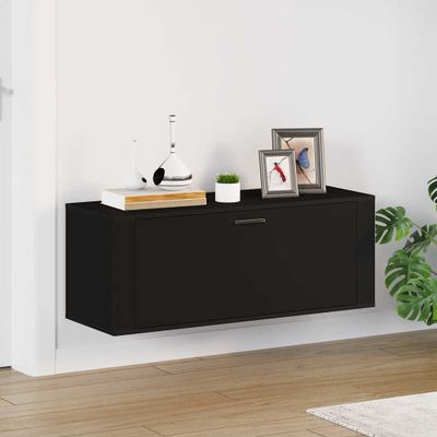 vidaXL Nástenný botník čierny 100x35x38 cm spracované drevo