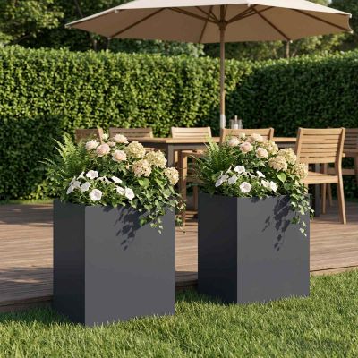 vidaXL Záhradný kvetináč 2 ks Antracitová 40 x 30 x 40 cm