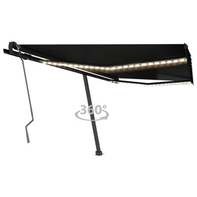 vidaXL Ručne zaťahovacia markíza s LED 400x350 cm antracitová