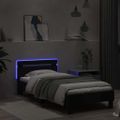 vidaXL Posteľný rám s čelom a LED svetlami čierny 75x190 cm
