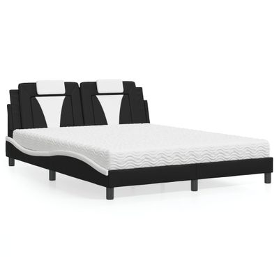 vidaXL Posteľ Viana s matracom čierno-biela 160x200 cm umelá koža