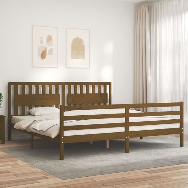 vidaXL Posteľný rám s čelom medovo-hnedý 200x200 cm masívne drevo