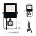 LED reflektor VISIO s pohybovým čidlom, 20 W, neutrálna biela, čierný