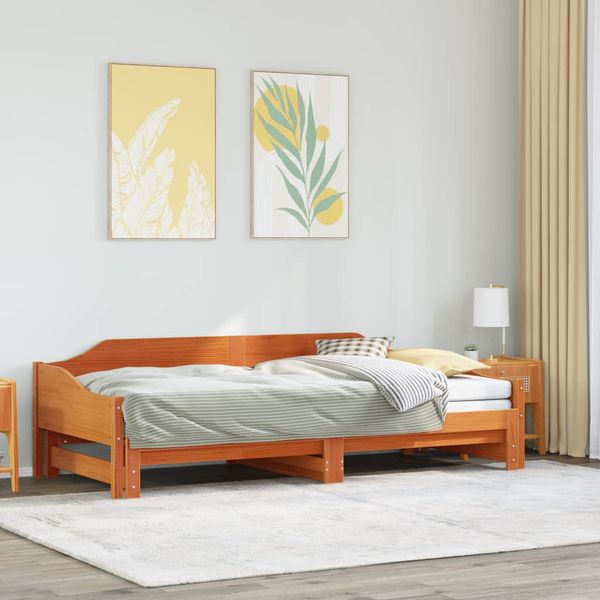 vidaXL Vysúvacia denná posteľ voskovohnedá 90x200 cm masívna borovica
