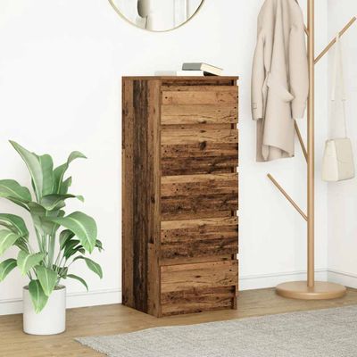 vidaXL Komoda so zásuvkami, staré drevo 37,5x35x99cm, kompozitné drevo