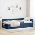 vidaXL Rohový rám postele s čelnou doskou Modrá 80 cm x 200 cm látka