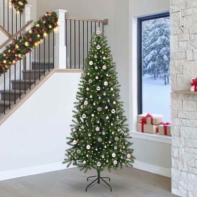 vidaXL Umelý vianočný stromček s 300 LED-i Zelená 240 cm PE a PVC