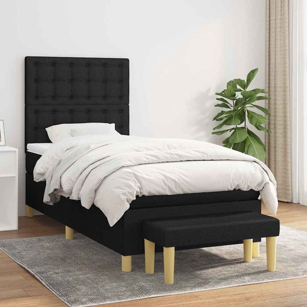 vidaXL Posteľný rám boxspring s matracom čierny 90x200 cm látka