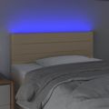 vidaXL Čelo postele s LED krémové 100x5x78/88 cm látka