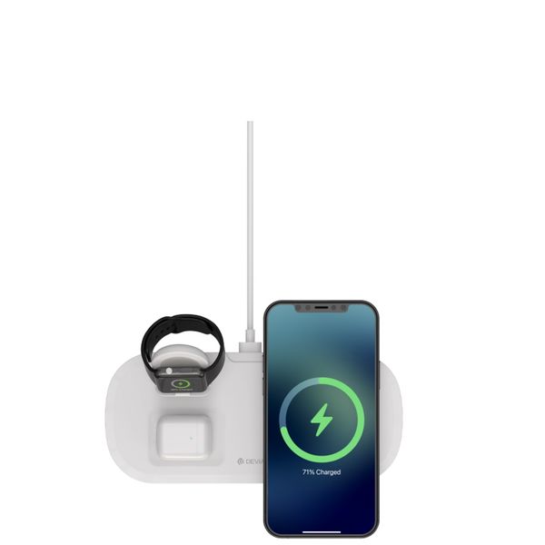 Bezdrôtová nabíjačka Devia 3v1 Smart 15W biela