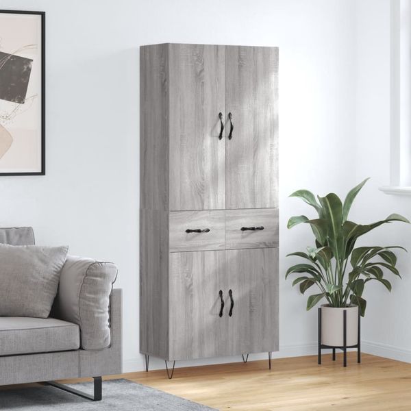 vidaXL Vysoká skrinka sivý dub sonoma 69,5x34x180 cm spracované drevo