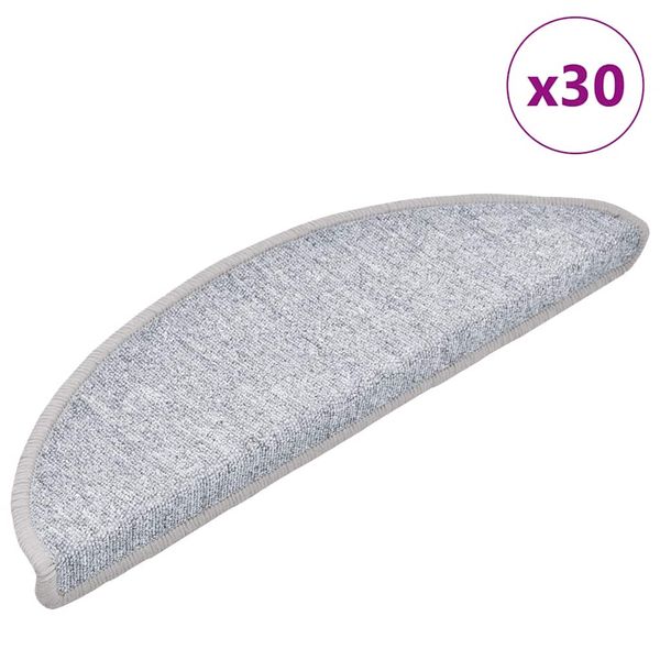 vidaXL Schodové rohože 30 ks 56x17x3 cm svetlosivé polkruhové
