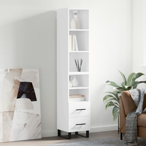 vidaXL Vysoká skrinka biela 34,5x34x180 cm spracované drevo