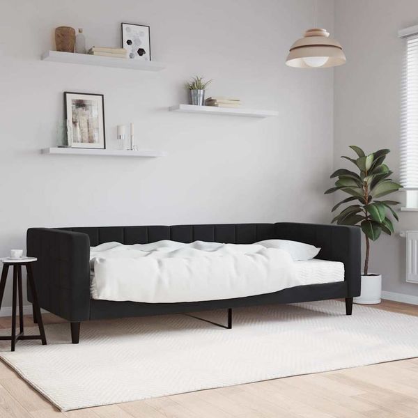 vidaXL Denná posteľ s matracom čierna 90x190 cm zamat
