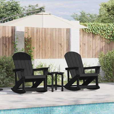 vidaXL Záhradný lounge set 3 pcs Čierna HDPE
